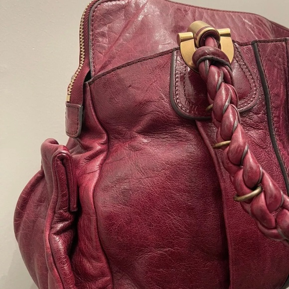 CHLOE Plum Lambskin Leather Heloise Large Satchel Bag - Picture 7 of 10